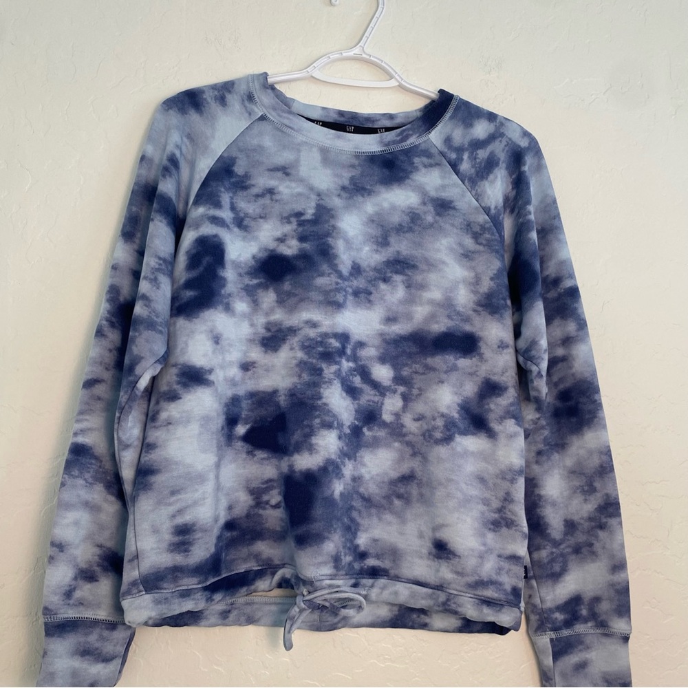 (12)GAP Navy Tie-Dye Pullover Sweatshirt Women's Medium Athleisure Loungewear